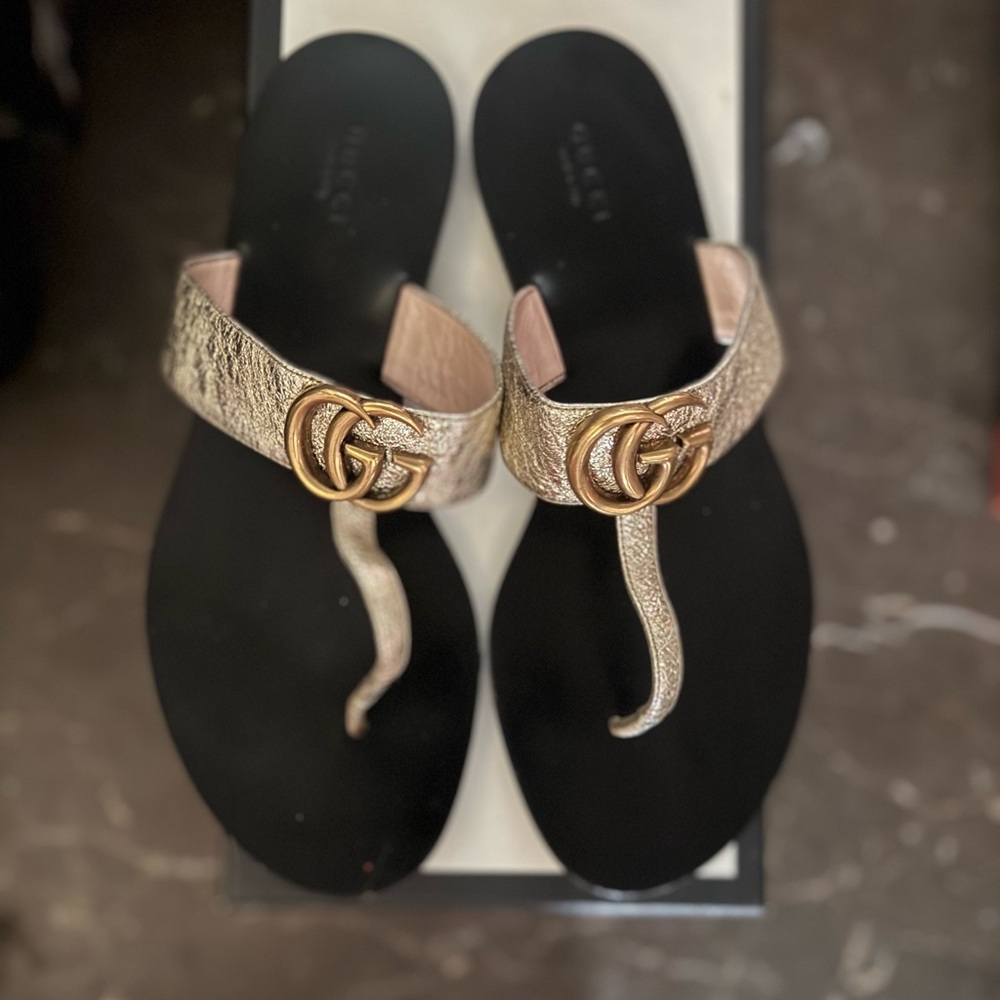 Gold Gucci sandals women’s
